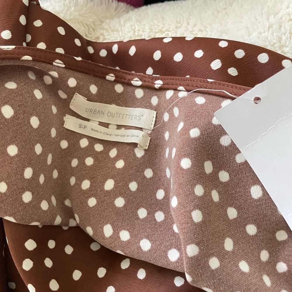 Urban Outfitters brown and white polka dot midi NWT SZ S - Picture 10 of 16